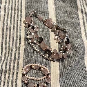 Pink and Silver Women's Jewelry Set